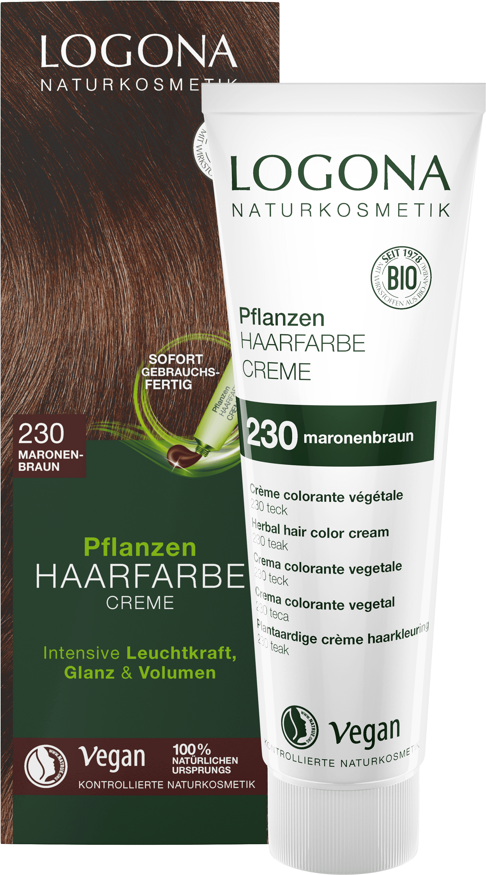 Pflanzen-Haarfarbe Creme 230 Maronenbraun | Naturkosmetik LOGONA