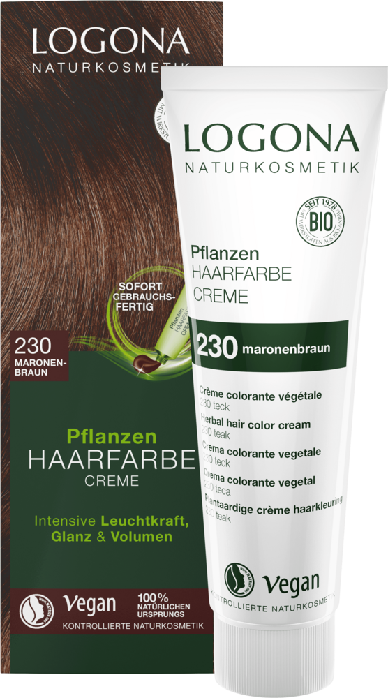 Pflanzen-Haarfarbe Creme 230 Maronenbraun | Naturkosmetik LOGONA